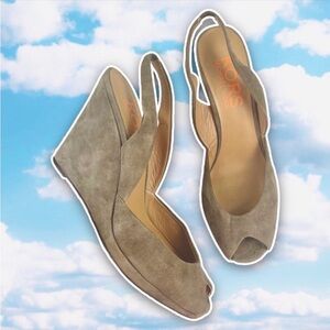 KORS MICHAEL KORS Vivian Peeptoe Suede Wedges Rockabilly Retro Pinup Twee Y2K